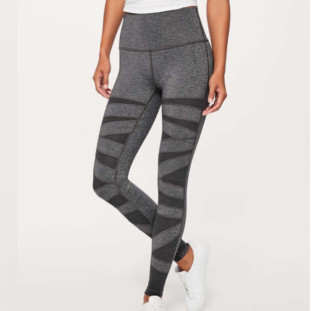 Lululemon Wunder Under Pant Hi-Rise Special Tech Mesh 28" Heathered Black 6